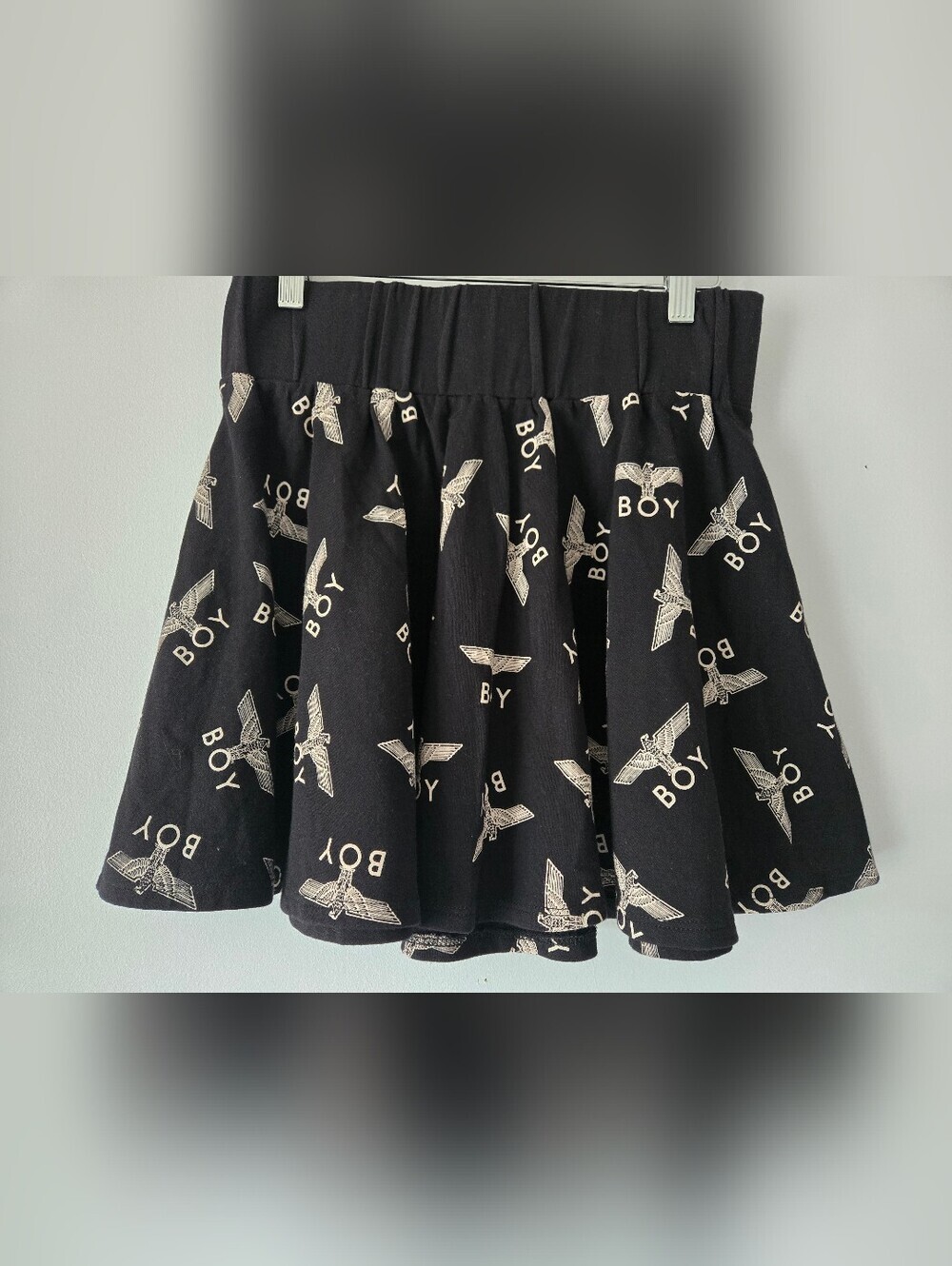 Boy London Mini Flare Graphic Branded Black And Gold Skirt. Size M/L